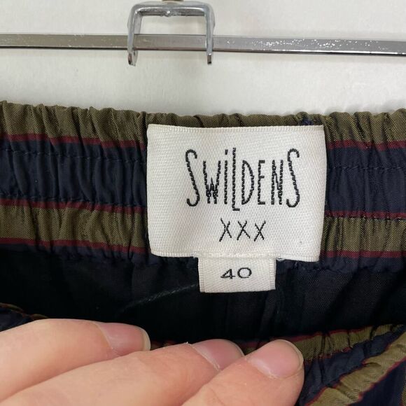 Swildens XXX Striped Shiny Trouser Pants Elastic Waist sz 8 (40 EU) #AA - Picture 4 of 6